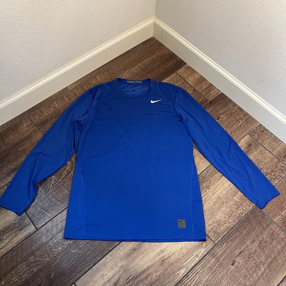 Nike Pro Men's Dri-FIT Slim Fit Long Sleeve Training Top - Royal Blue - Size L